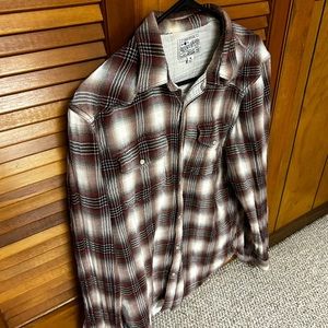 Lucky Brand 🍀 Western Plaid Shirt plus long sleeve tee.  Medium.